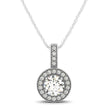 Milgrain Edge Diamond Halo Pendant in 14k White Gold (5/8 cttw)