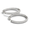 14k White Gold Two Row Pave Set Diamond Hoop Earrings (7 cttw)