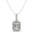 Halo Pendant With Emerald Center Diamond in 14k White Gold (1 1/5 cttw)