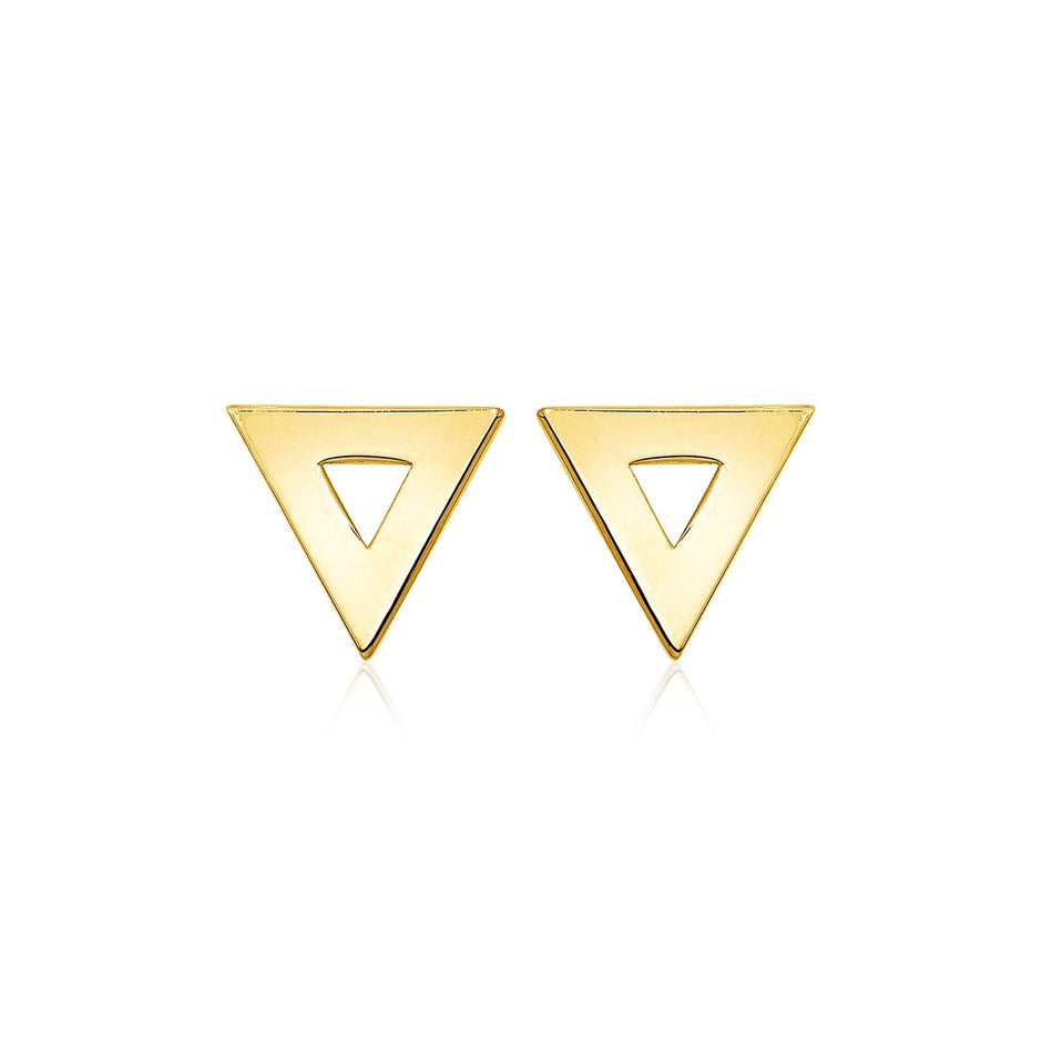 14k Yellow Gold Polished Open Triangle Post Earrings