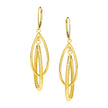14k Yellow Gold Earrings with Shiny and Textured Teardrop Dangles
