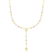 14k Tri-Color Gold Rosary Chain Necklace