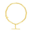 14k Yellow Gold 7 1/5 inch Alternating Oval and Round Chain Bracelet with Toggle