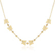 14k Yellow Gold 18 inch Necklace with Polished Butterflies and Beads
