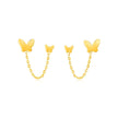 14k Yellow Gold Two Hole Post Earrings with Butterflies