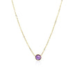 14k Yellow Gold 17 inch Necklace with Round Amethyst