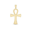 14k Yellow Gold High Polish Textured Ankh Pendant