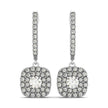 14k White Gold Double Halo Cushion Outer Shaped Diamond  Earrings (3/4 cttw)