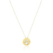 14k Yellow Gold Necklace with Dog Paw Print Symbol in Mother of Pearl