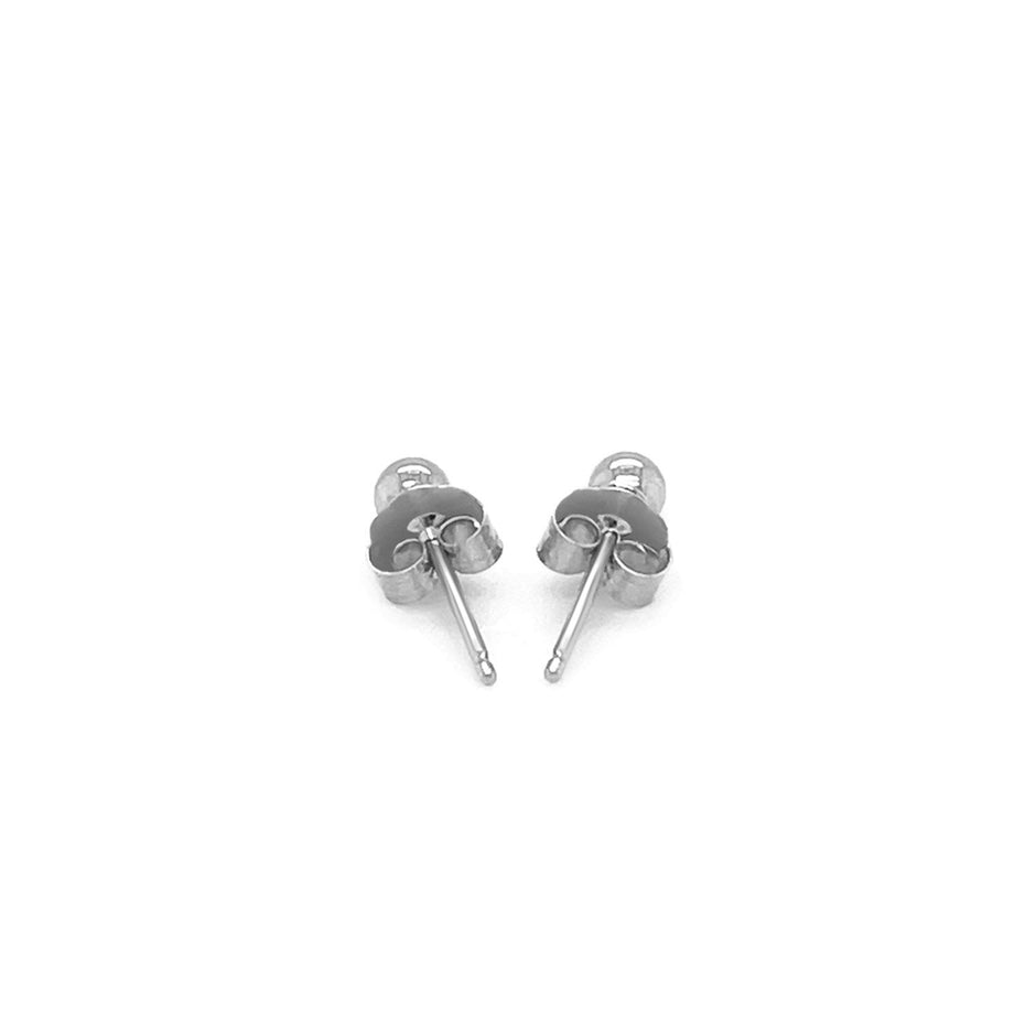 14k White Gold Spherical Stud Earrings (3.0 mm)