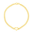 14k Yellow Gold 7 inch Curb Chain Bracelet with Heart