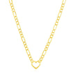 14k Yellow Gold Figaro Chain Necklace with Heart