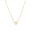 14k Yellow Gold 17 inch Necklace with Round White Topaz