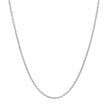 14k White Gold Round Cable Link Chain 1.3mm