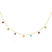 14k Yellow Gold Cable Chain Necklace with Round Multi-Tone Charms