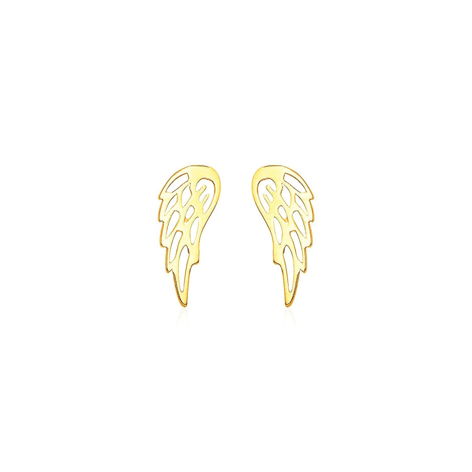 14k Yellow Gold Polished Wing Post Earrings