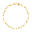 14k Yellow Gold High Polish Alternating Bead Paperclip Bracelet (3.5mm)