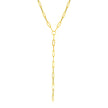 14k Yellow Gold Paperclip Chain Lariat Necklace