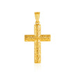 14k Yellow Gold Reversible Textured Cross Pendant
