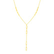 14K Yellow Gold Lariat Necklace with Paperclip Chain Stations