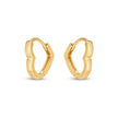14k Yellow Gold Heart Huggie Hoops