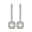 Cushion Shape Halo Style Diamond Drop Earrings in 14k White Gold (1/2 cttw)