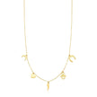 14K Yellow Gold Necklace with Polished Charms