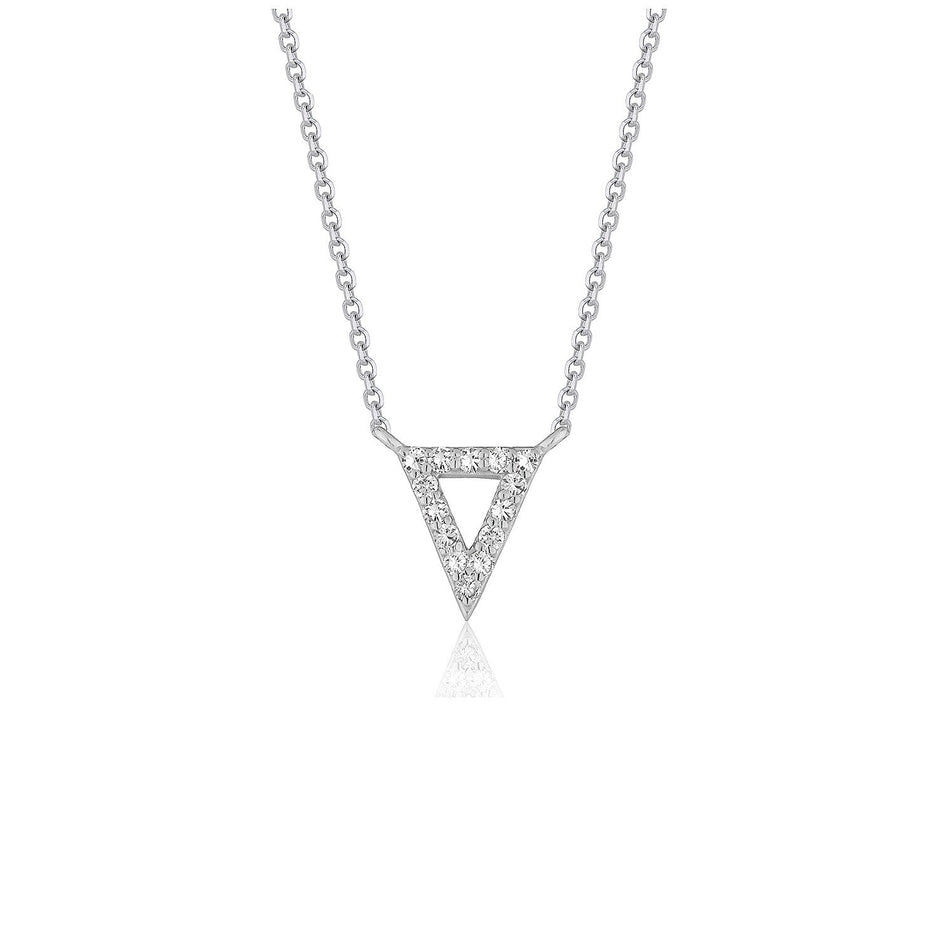 Diamond Inverted Triangle Pendant in 14k White Gold