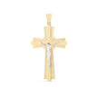 14k Two Tone Gold High Polish Diamond Cut Cross Pendant