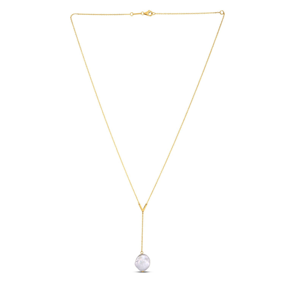 14k Yellow Gold Tesoro Pearl Lariat Necklace
