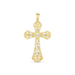 14k Two Tone Gold High Polish Diamond Cut Cross Pendant