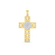 14k Two Tone Gold High Polish Diamond Cut Cross Pendant