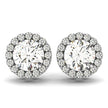 14k White Gold Four Prong Round Halo Diamond Earrings (1 1/6 cttw)
