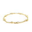14k Yellow Gold Rolo Chain Bracelet with Puffed Heart Stations
