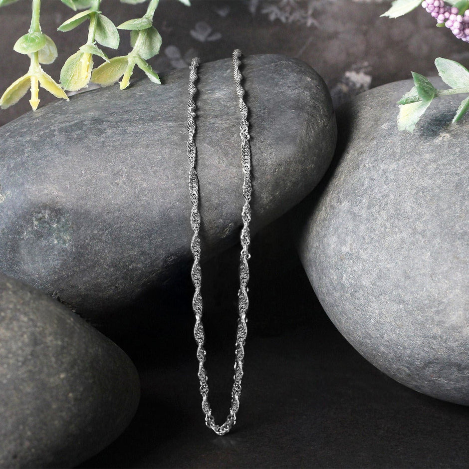 14k White Gold Singapore Chain 1.7mm