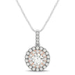Round Shape Halo Diamond Pendant in 14k White and Rose Gold (1/2 cttw)