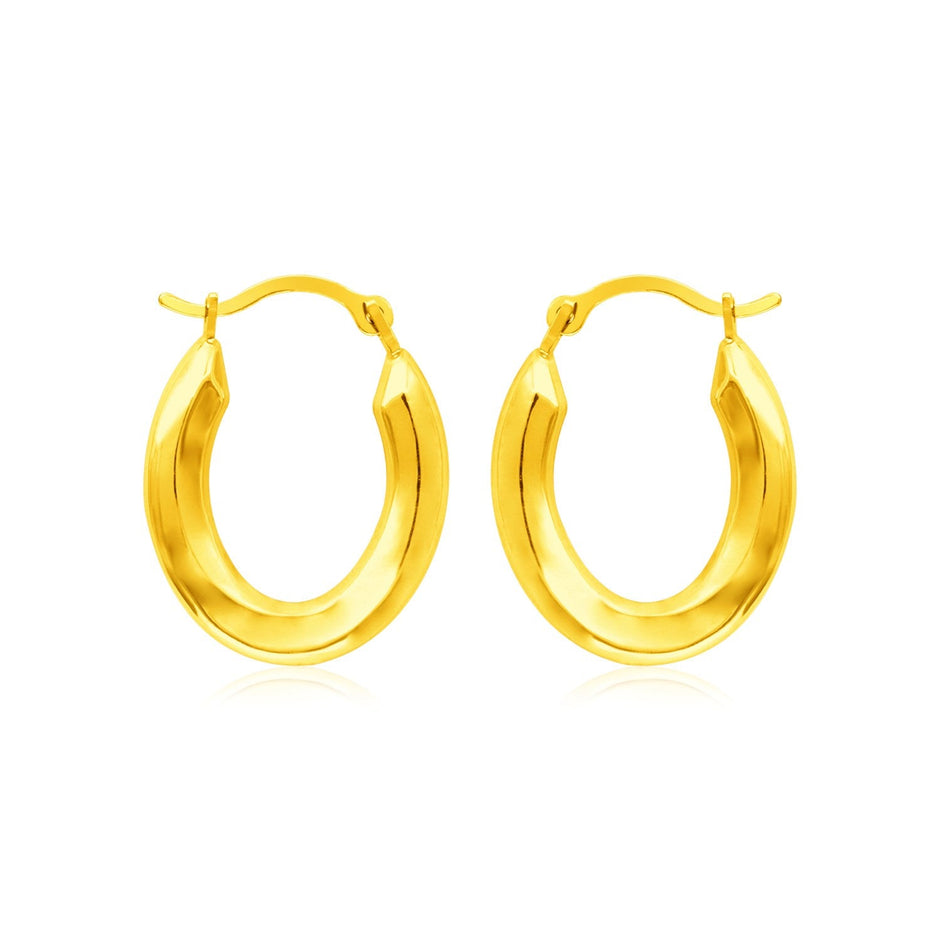 14k Yellow Gold Polished Oval Hoop Earrings