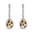 10K Yellow Gold Plated Sterling Silver 1/3 Cttw Multi Color Diamond Pear Shape Dangle Earrings