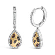 10K Yellow Gold Plated Sterling Silver 1/3 Cttw Multi Color Diamond Pear Shape Dangle Earrings