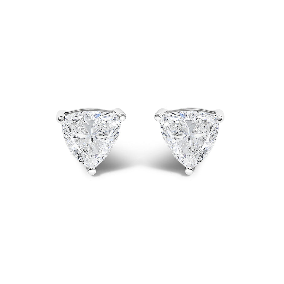 14K White Gold 1/2 Cttw Lab Grown Trillion Cut Solitaire Diamond Stud Earrings