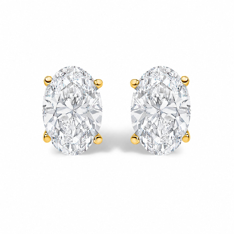14K White Gold 1.00 Cttw Lab Grown Oval Solitaire Diamond Stud Earrings