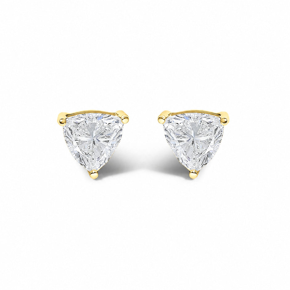 14K White Gold 1/2 Cttw Lab Grown Trillion Cut Solitaire Diamond Stud Earrings