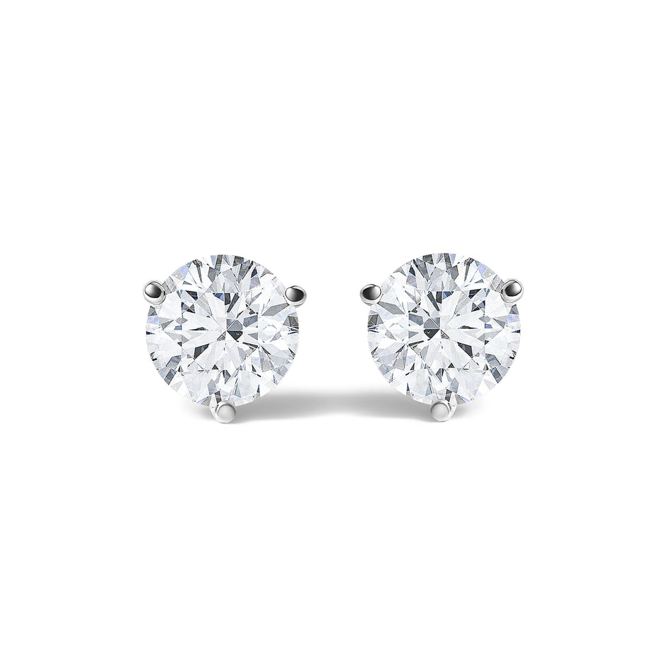 14K White Gold 1.00 Cttw Lab Grown Diamond Martini Set Round Solitaire Stud Earrings