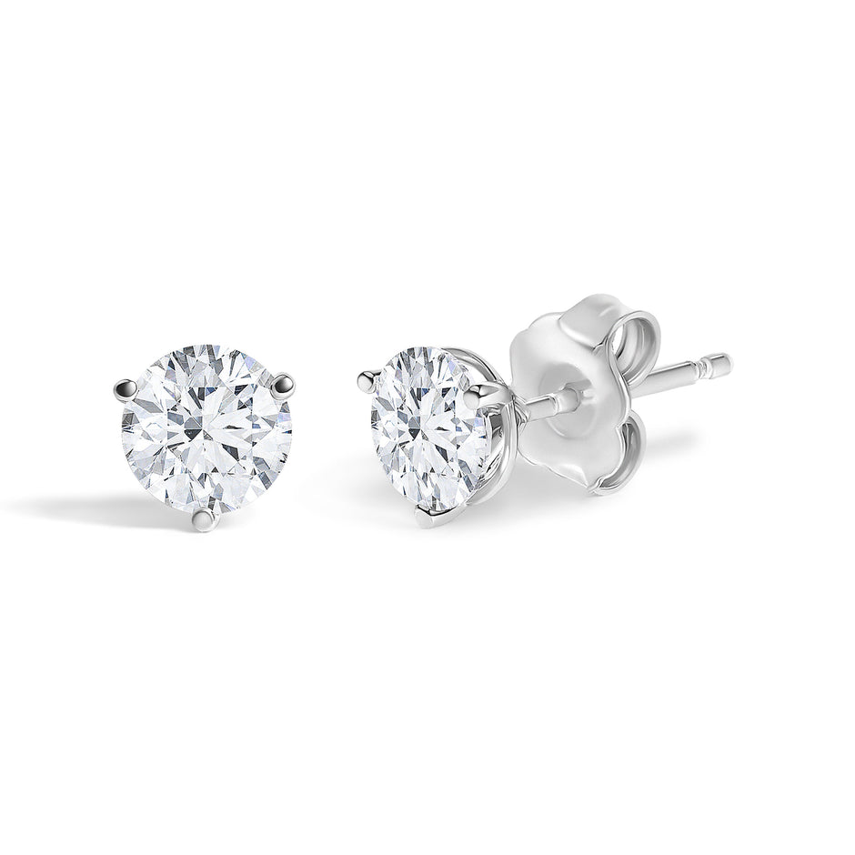14K White Gold 1.00 Cttw Lab Grown Diamond Martini Set Round Solitaire Stud Earrings