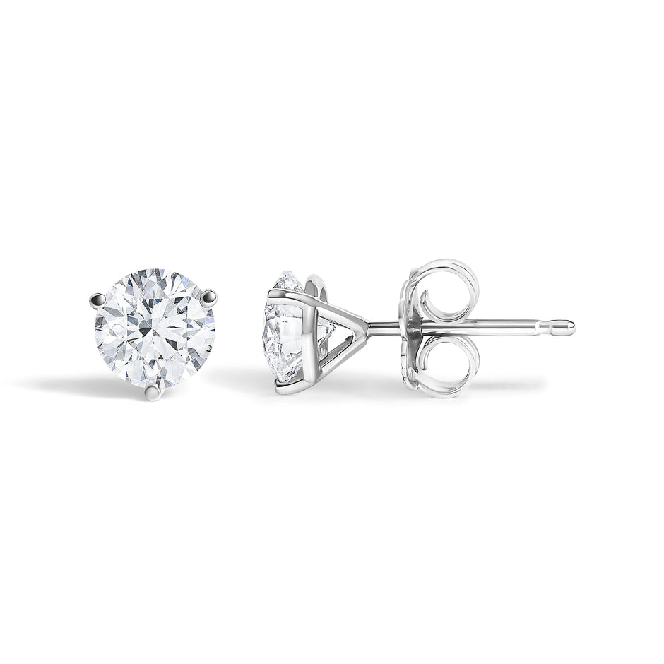 14K White Gold 1.00 Cttw Lab Grown Diamond Martini Set Round Solitaire Stud Earrings