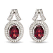 .925 Sterling Silver Garnet and 1/5 Cttw Diamond Drop Earring