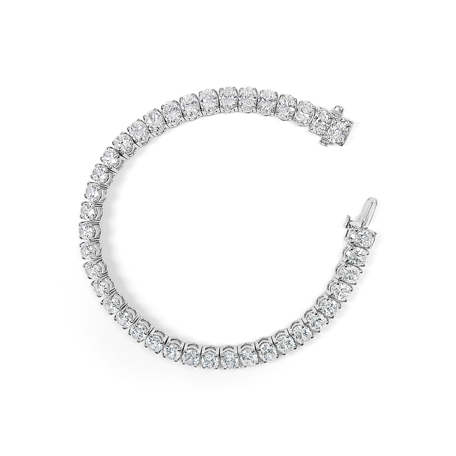 IGI Certified 14K White Gold 15.0 Cttw Oval Cut Lab Grown Diamond Tennis Bracelet