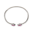 .925 Sterling Silver Ruby with Diamond Accent Floral Flexy Open Bangle Bracelet