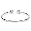 .925 Sterling Silver Ruby with Diamond Accent Floral Flexy Open Bangle Bracelet
