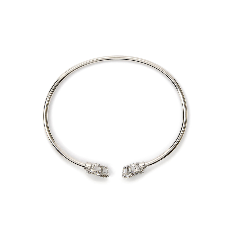 .925 Sterling Silver Diamond Accent Love Knot Flexy Open Bangle Bracelet